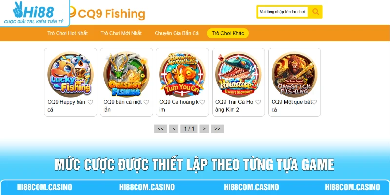 CQ9 Bắn Cá - 100+ Lựa Chọn Mở Rộng Trải Nghiệm Đại Dương 3 Mức cược được thiết lập theo từng tựa game