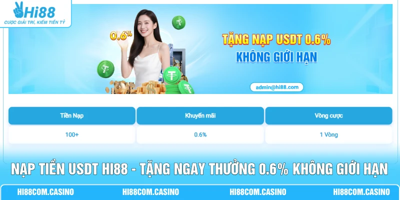 Nạp Tiền USDT Hi88 - Tặng Ngay Thưởng 0.6% Không Giới Hạn 5 Nạp Tiền USDT Hi88 - Tặng Ngay Thưởng 0.6% Không Giới Hạn