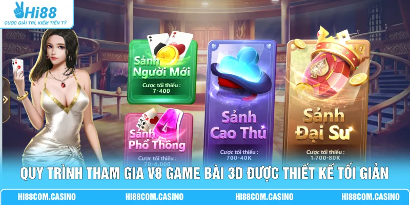 V8 Game Bài 3D - Đấu Trường Đồ Họa 4K Trả Thưởng Top 1 3 Quy trình tham gia V8 game bài 3D được thiết kế cực kỳ tối giản