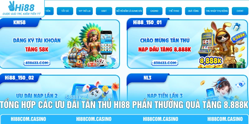 Tổng Hợp Các Ưu Đãi Tân Thủ Hi88 Phần Thưởng Quà Tặng 8.888K 8 Tổng Hợp Các Ưu Đãi Tân Thủ Hi88 Phần Thưởng Quà Tặng 8.888K