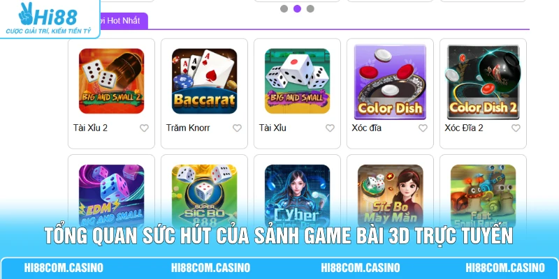 Sảnh Game Bài 3D - Hiệu Ứng 360 Độ Cùng Cơ Chế RNG Minh Bạch 1 Tổng quan sức hút của sảnh game bài 3D trực tuyến