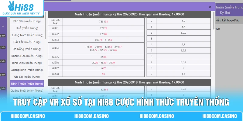 Hướng Dẫn Chơi VR Xổ Số Rinh Ngay 50 Triệu Đồng Cực Dễ 2 Truy cập VR xổ số tại Hi88 cược hình thức truyền thống ba miền